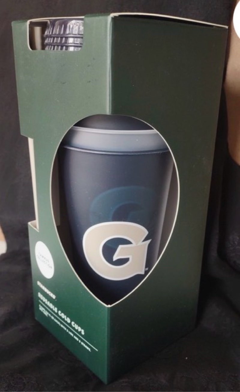 starbucks georgia reusable cold cups with straw & lid campus, (120)