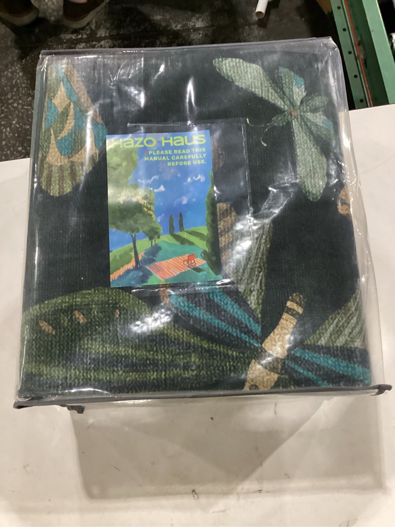 Condition photo showing New/Like New for hazo haus forest green rugs for living room - 9x12 big rugs for bedroom, dining room, guest room, insect moth décor, non slip low pile 9' x 12' (rectangular) dark green