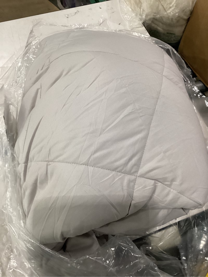Condition photo showing As Is for basic beyond queen comforter set - navy blue comforter set queen size, reversible bed comforter queen set for all seasons, navy/grey, 1 comforter (88"x92") and 2 pillow shams (20"x26"+2")