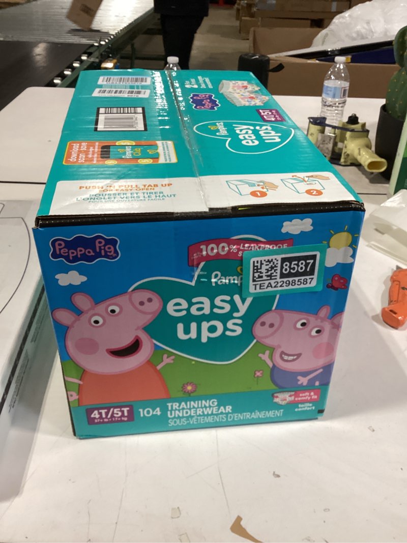 Condition photo showing New/Like New for Pampers Training Pants - Easy Ups Girls & Boys - Size 4T-5T, 104 Count, Peppa Pig Potty Underwear (Packaging May Vary) 4T-5T 104