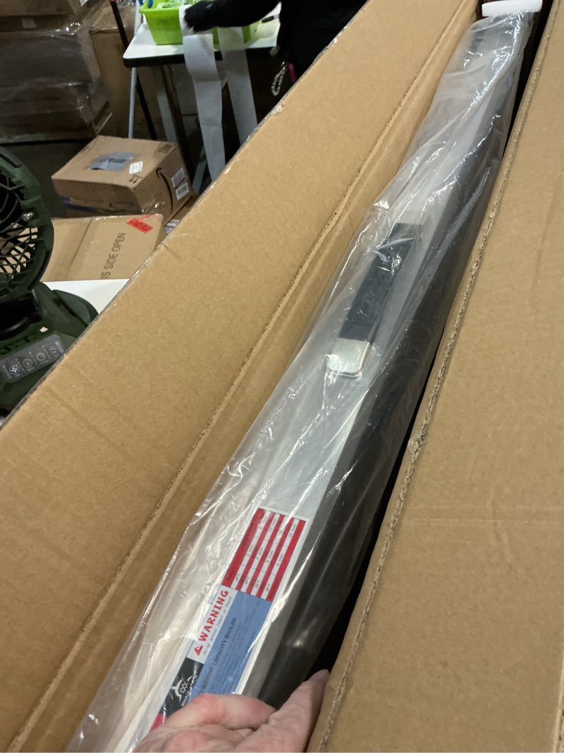 Condition photo showing New/Like New for portable wheelchair ramp 4ft, anti-slip aluminum folding portable ramp, wheelchair ramps for home, weight capacity up to 800 lbs, with transition plates above and below, loading dock plates silver 4ft using height 4-12"