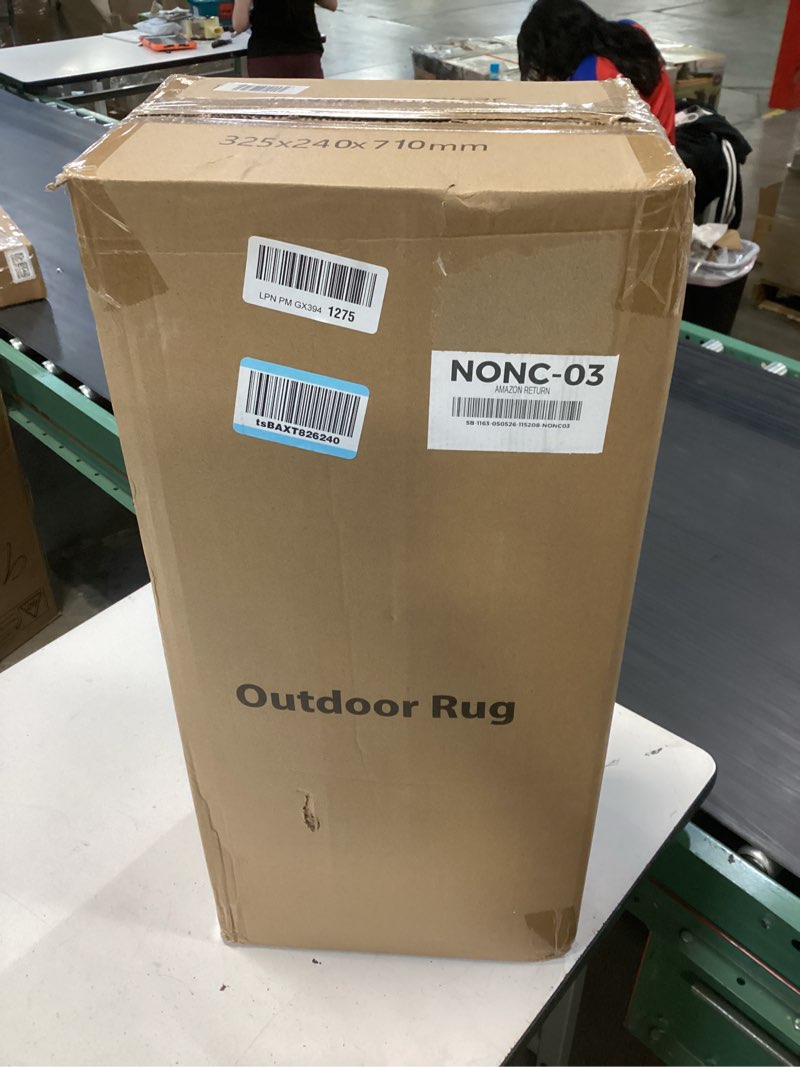 Condition photo showing New/Like New for garvee outdoor rugs 9' x 18’ waterproof reversible mats, large area plastic straw rug, outside carpet, butterfly floral rv mat for patio camping picnic backyard deck balcony porch beach trailer navy & white 9' x 18' (rectangular)