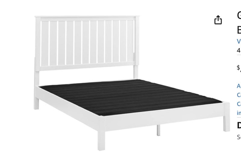Classic Brands Glendale White Wood Bed, Full Full White