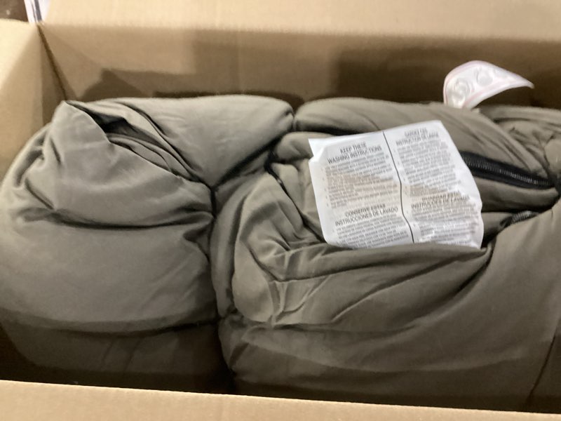 Condition photo showing As Is for MalloMe Sleeping Bags for Adults Cold Weather & Warm - Backpacking Camping Sleeping Bag for Kids 10-12, Girls, Boys - Lightweight Compact Camping Essentials Gear Accessories Hiking Sleep Must Haves 50-80°F Everyday 3 Season - brown SIMULATOR