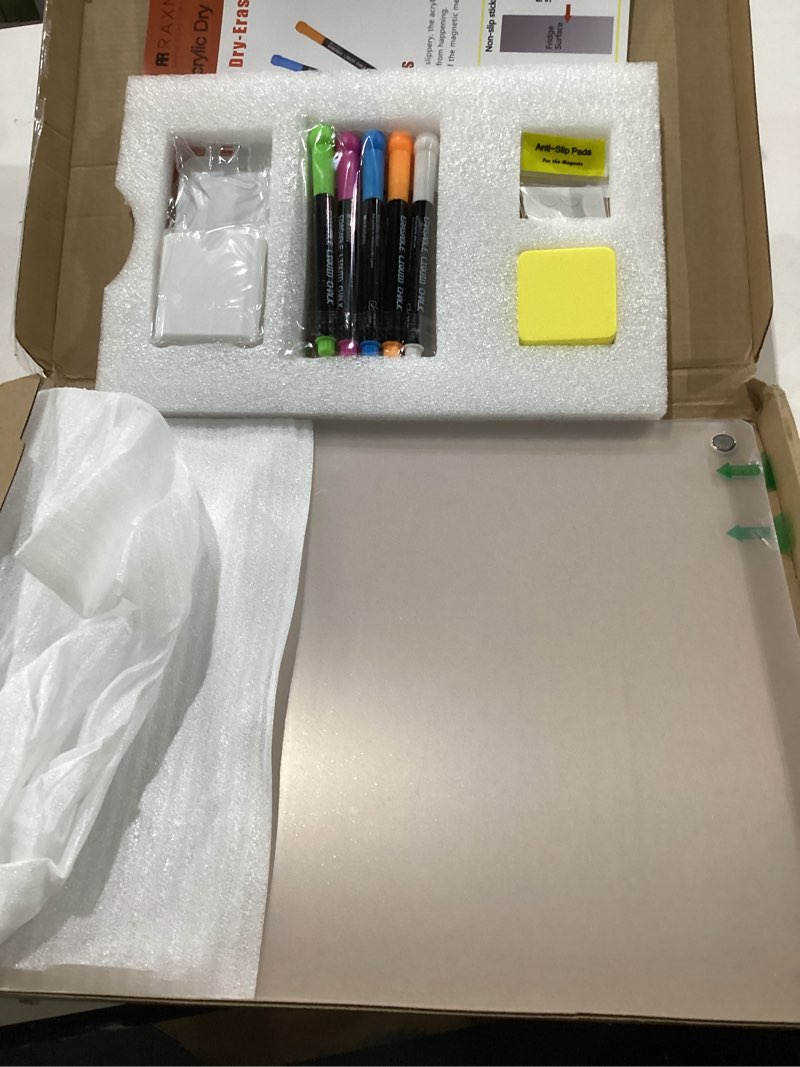 Condition photo showing Good Condition for Acrylic Note Board Refrigerator Dry Erase Board Magnetic Clear 15”x11 Includes 4 Dry Erase Markers
