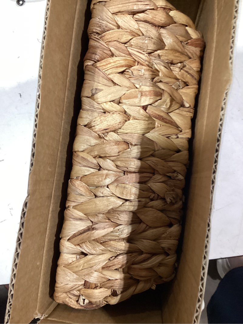 Condition photo showing As Is for small wicker baskets for organizing 2 pack, hand woven baskets for storage, towels and toilet paper organization, woven gift basket,countertop baskets set for organizing