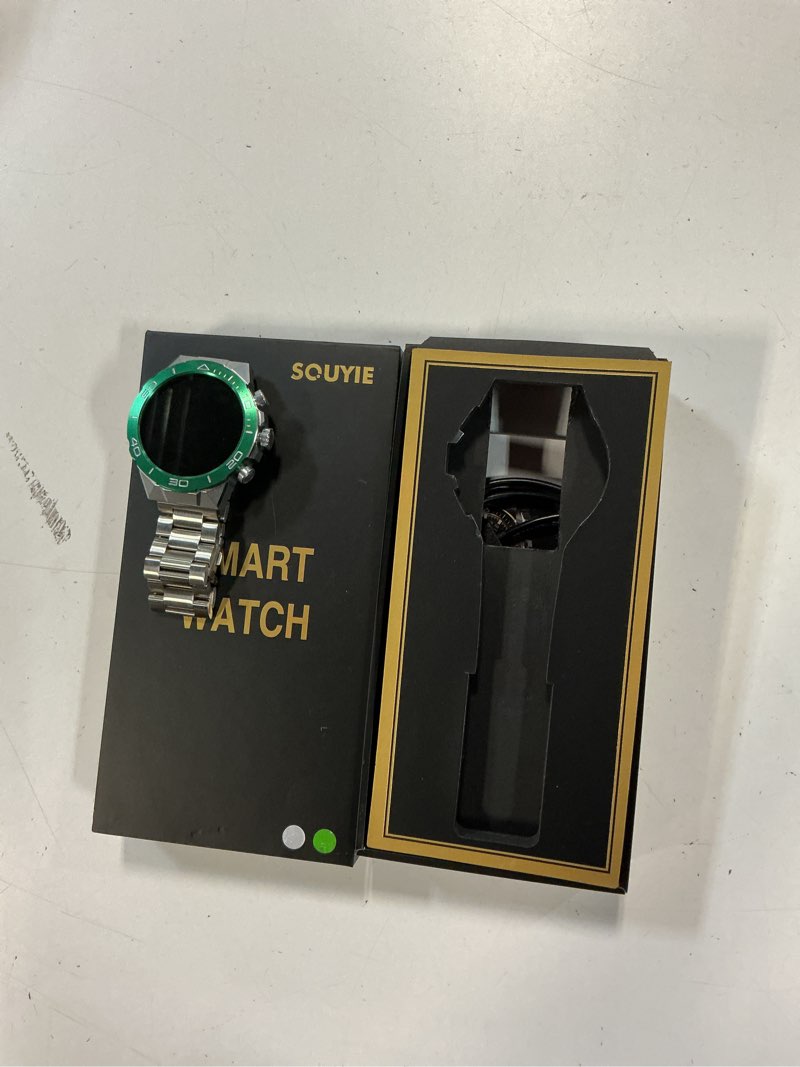 Condition photo showing Good Condition for souyie military rugged smart watch for men, amoled 1.43" hd screen, bluetooth call answer/make, blood oxygen/heart rate/sleep tracker, 7-30 day battery, waterproof fitness tracker for ios android silver+green