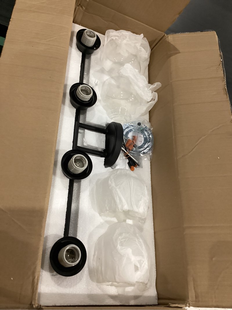 Condition photo showing Good Condition for emak modern 29 inch black vanity lights, 4-light bathroom vanity light with clear glass shade, farmhouse globe bathroom light fixtures over mirror, vl118-bk-cg-4 black - 4 light