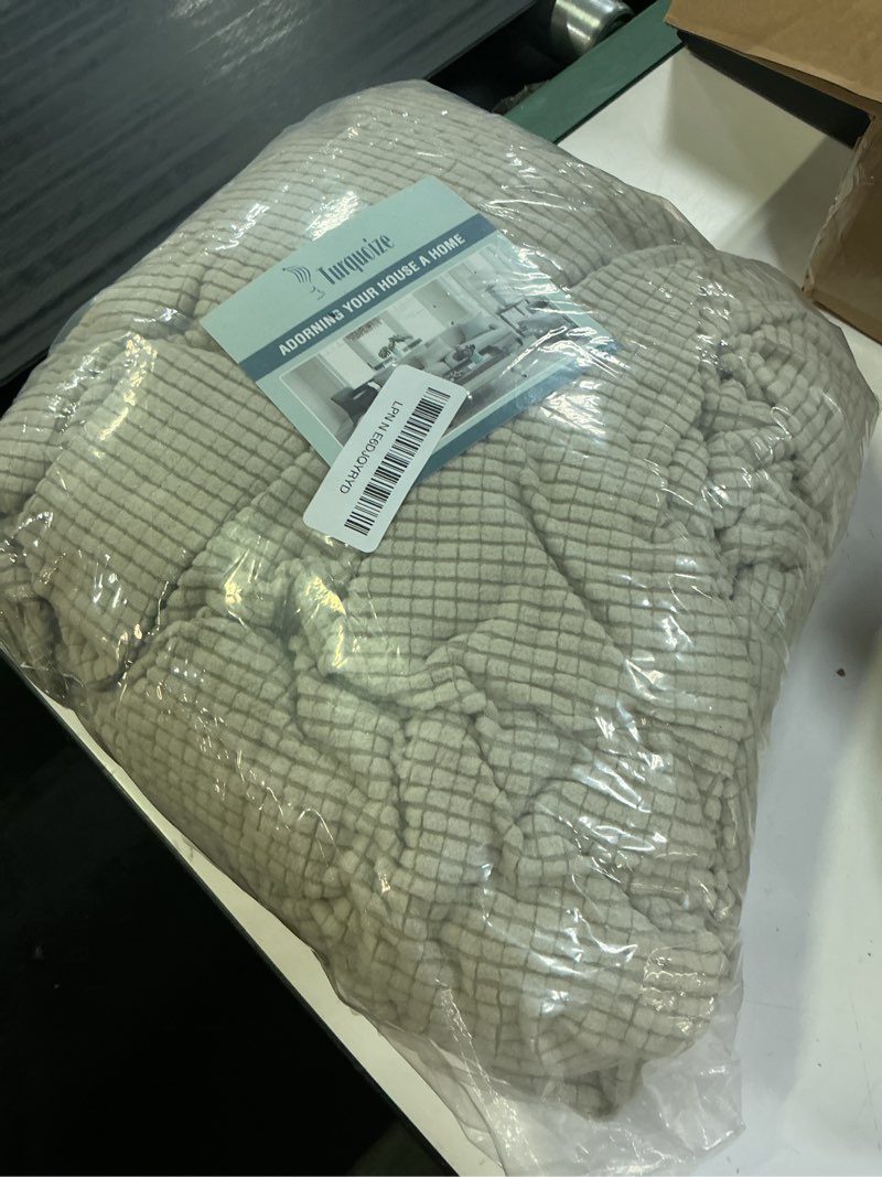 Condition photo showing Good Condition for turquoize 2 piece chair covers chair slipcovers for living room small armchair chair cover with arms washable furniture cover for chairs feature thick jacquard fabric (small armchair, island fossi) small armchair island fossi