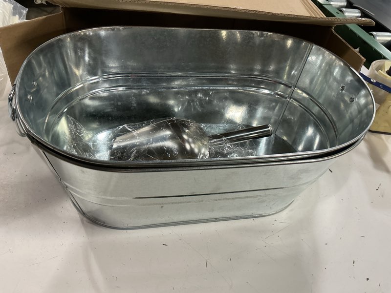 Condition photo showing Good Condition for 2 pack 4 gallon galvanized tub ice buckets for parties portable beverage tub with handles champagne bucket metal ice buckets for cocktail bar with ice scoop