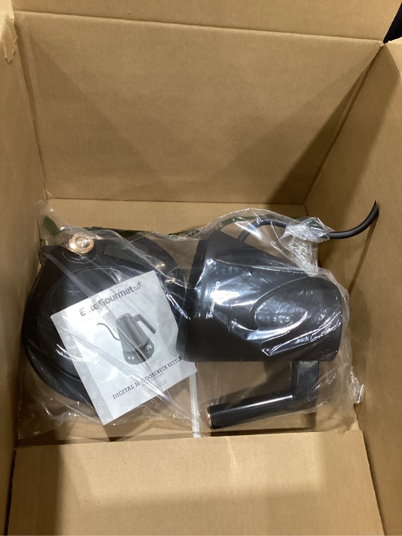 Condition photo showing New/Like New for Elite Gourmet EKT3001 1L Digital Water Kettle, 304 Stainless Steel Interior, Programmed Temperatures, Keep Warm Function, Cordless, 360° Base, Auto Off & Audible Indicator, Matte Black Copper