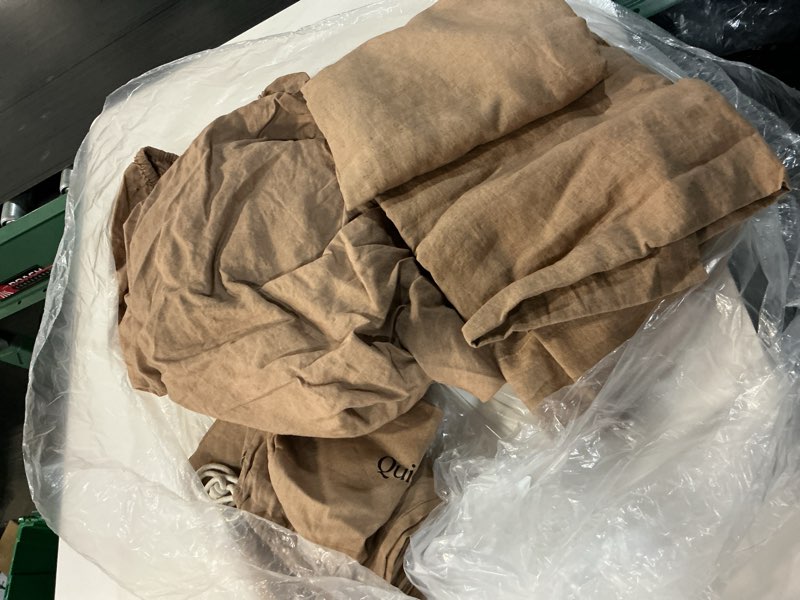 Condition photo showing As Is for european linen sheet set, queen, latte