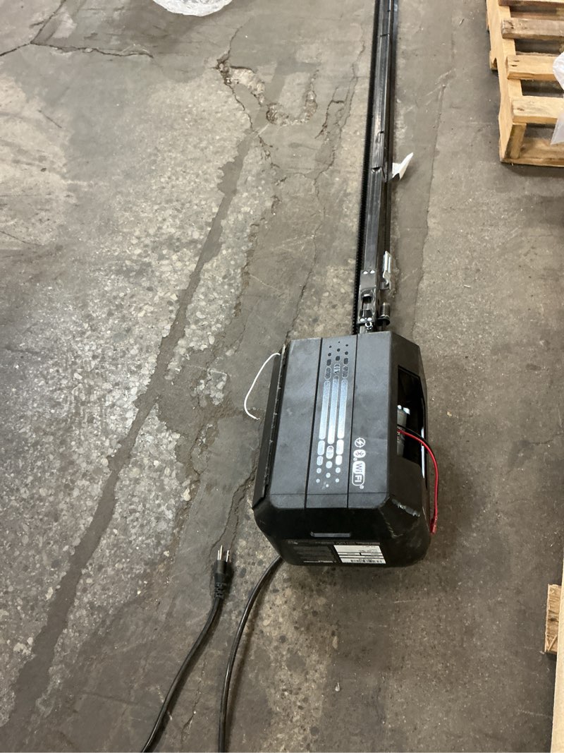 Condition photo showing As Is for chamberlain 3/4 hps smart compatible belt drive garage door opener wi-fi compatibility and