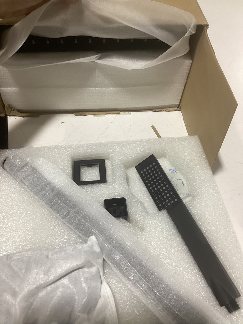Condition photo showing New/Like New for kes shower faucet set, 10 inches rain shower head with handheld spray, shower system pressure balance wall mounted (cupc certified shower valve included), matte black, xb6230f18-bk