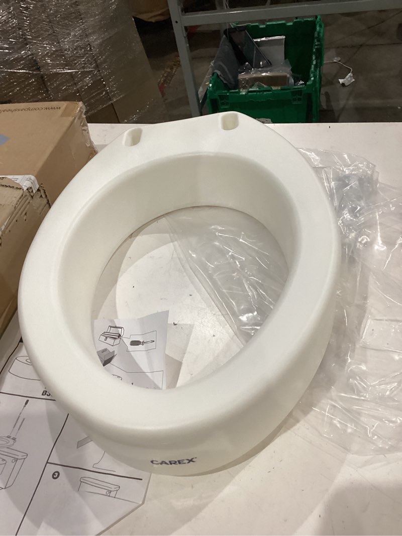 Condition photo showing Good Condition for carex toilet seat riser, round raised toilet seat adds 3.5 inches to toilet height, for assistance bending or sitting, 300 pound weight capacity toilet riser