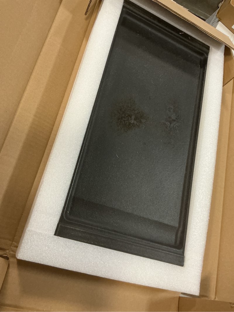 Condition photo showing As Is for Upgraded WB31X24738 Griddle Replacement Parts for GE Stove Parts WB31X24998 Cast Iron Stove Top Griddle WB31X49806 General Electric Gas Range Cooktop Center Griddle Plate JGB700SEJ4SS Flat Top Pan