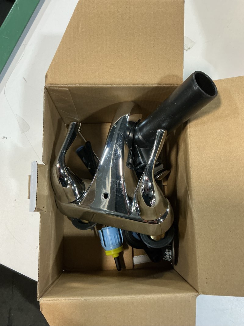 Condition photo showing As Is for Project Source Polished Chrome 4-in centerset 2-handle WaterSense Low-arc Residential Handle