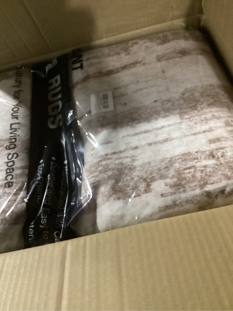 Condition photo showing New/Like New for Abstract Living Room Rug 8x10 - Modern Washable Soft Thin Area Rug for Living Room Bedroom Under Dining Table - Neutral Indoor Floor Rug Carpets for Home Office Playroom Nursery - Light Brown Light Brown 8' x 10' (Rectangular)