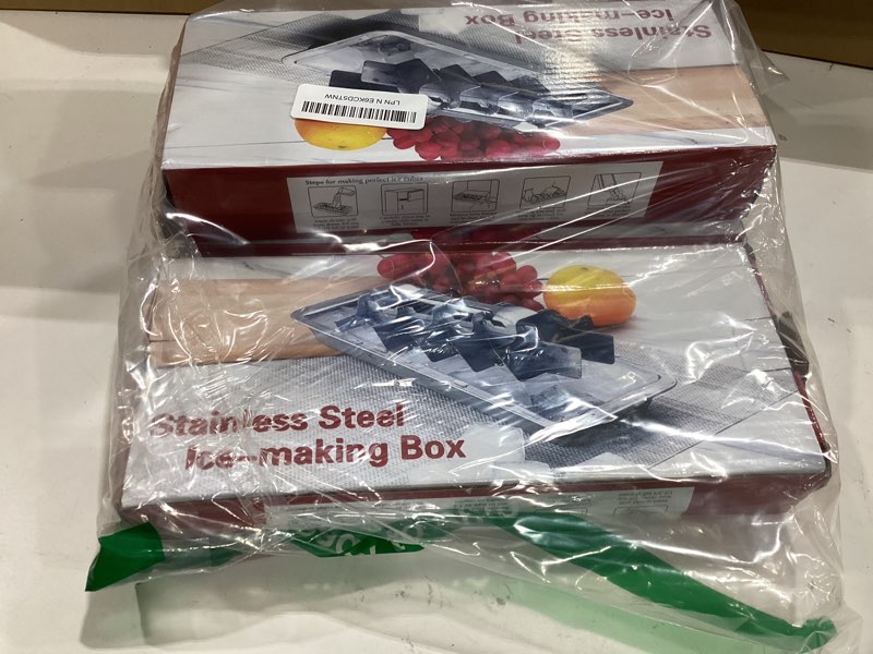 Condition photo showing New/Like New for 3 sets metal ice cube trays, stainless steel ice cube trays, 18-slot ice cube tray with easy release handle, detachable ice trays for bars kitchens dishwasher,reusable ice cube mold tray