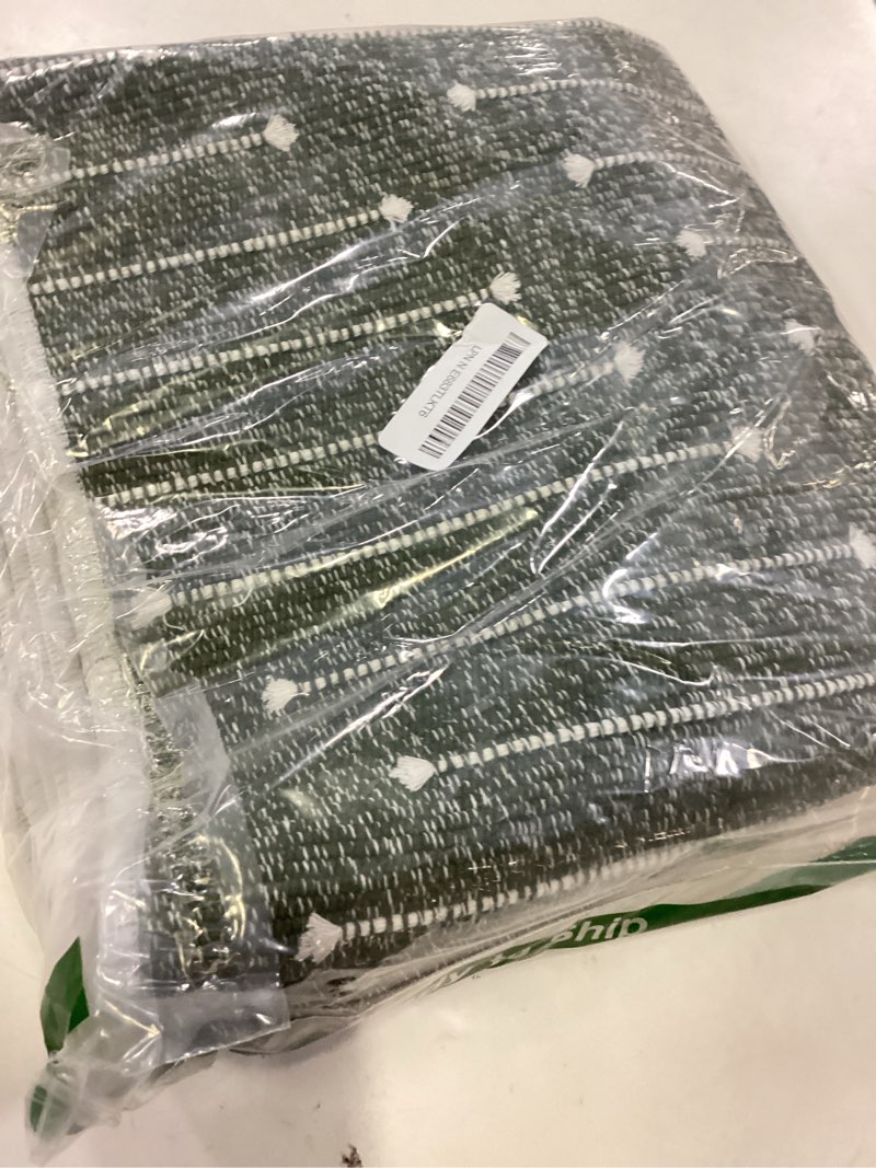 Condition photo showing Good Condition for livebox green runner rug for kitchen 2x8, boho washable runner for hallway, moroccan cotton long entryway area rug indoor carpet for bedroom laundry doorway entry(green & white) dark green & white 2' x 8' (runner)