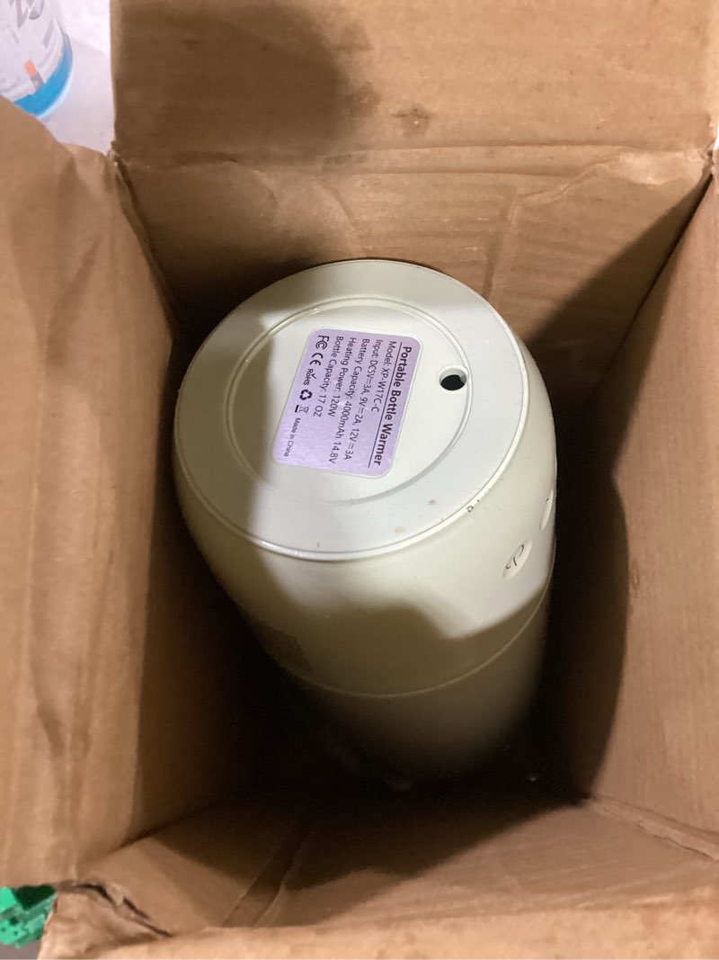 Condition photo showing As Is for portable bottle warmer for travel - 3min fast heating of breast milk and formula, 36w fast charge, 17 ounces large capacity, baby bottle warmer on the go for outdoor airplane and car green