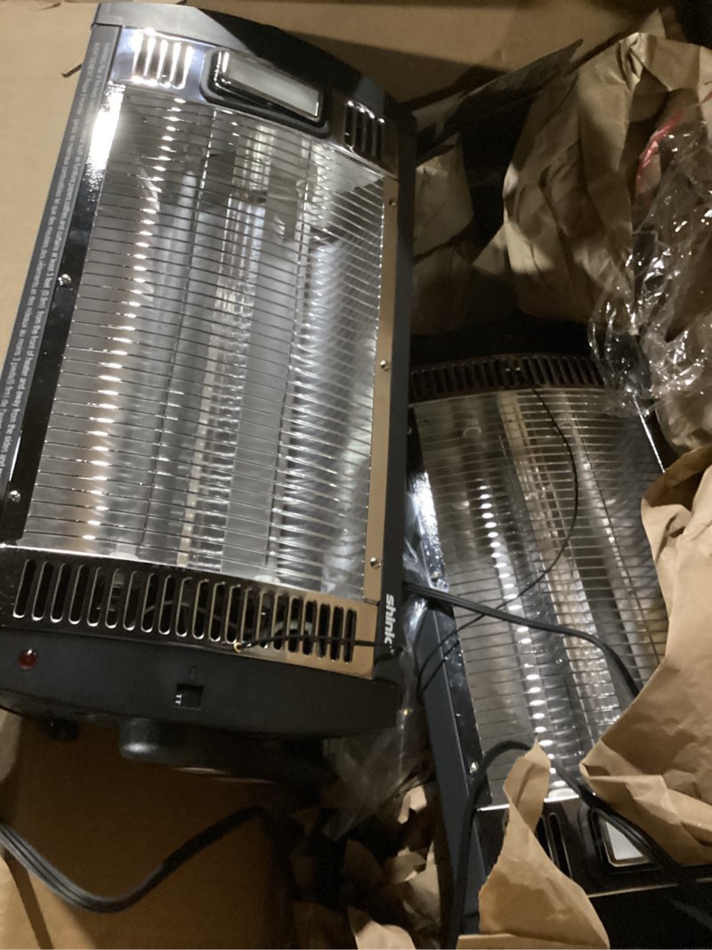 Condition photo showing Good Condition for Shinic 2 Packs Electric Garage Heaters, 1500W/750W Ceiling Mounted Heater Radiant Heaters with Halogen Light, 90 Degree Rotation, 5 Mode Settings, Space Heater for Garage, Shop, Large Room and Patio