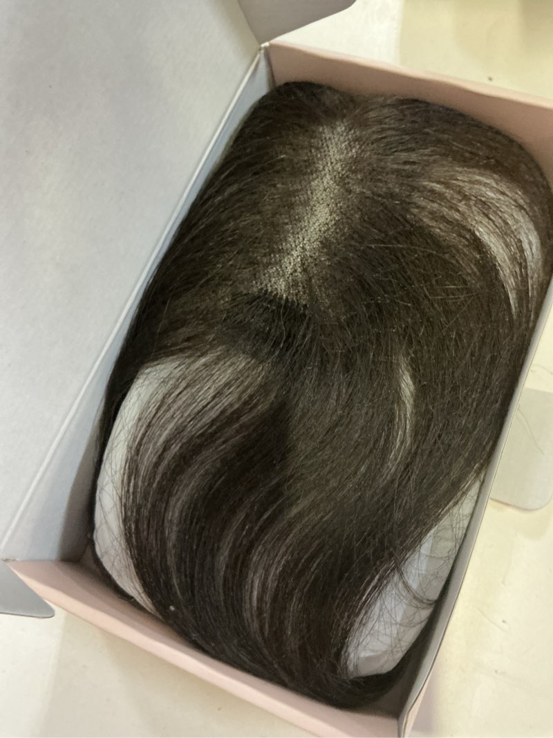 Condition photo showing New/Like New for hairro human hair toppers for women no bang middle part side bangs hair clip wispy thin short wiglet hairpieces 11 inches 14g #02 dark brown side bang #02 dark brown