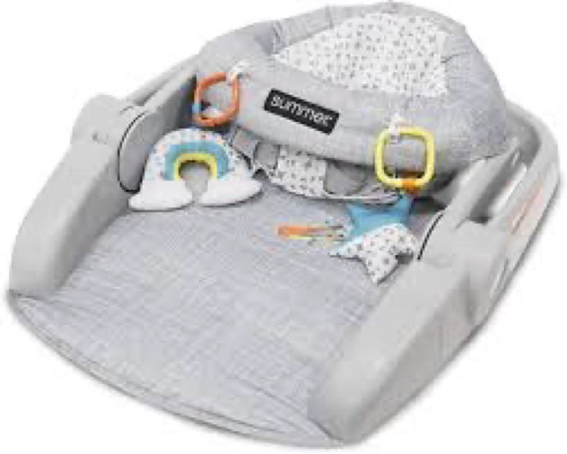 Bright Starts Learn-to-Sit 2-Position Floor Seat (Heather Gray) – Sit Baby Up in This Adjustable Baby Activity Seat Appropriate for Ages 4-12 Months – Includes Toys, Funfetti Neutral