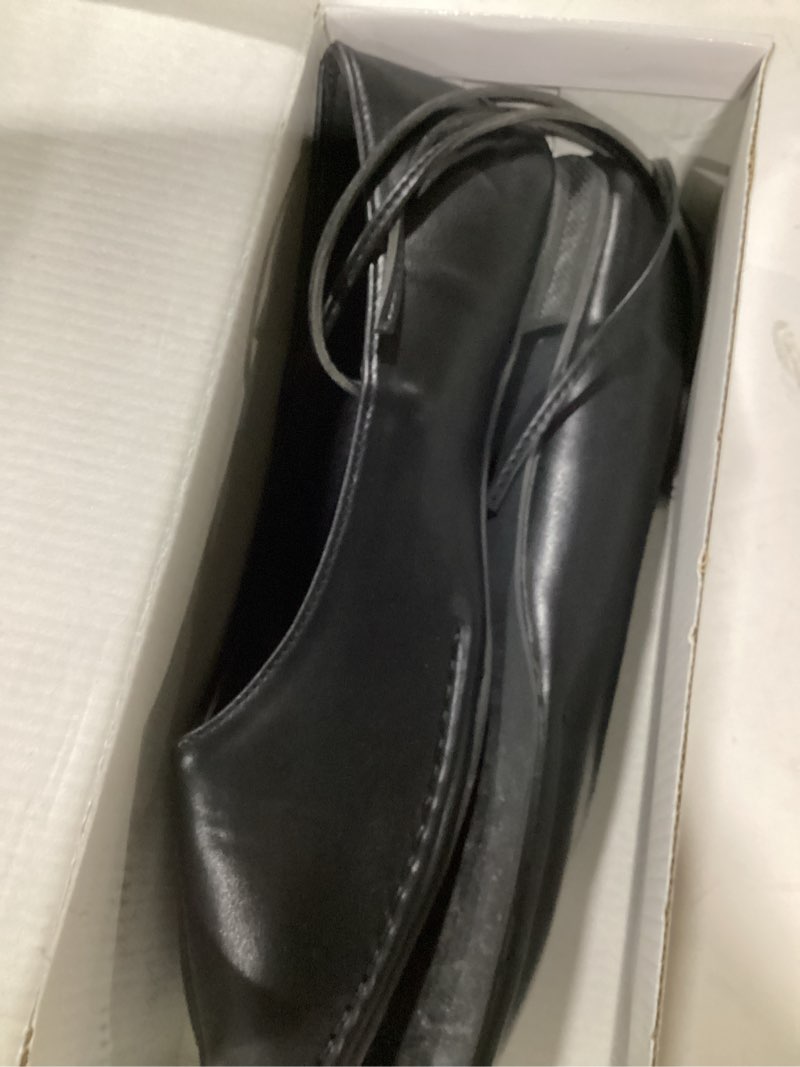 Condition photo showing Good Condition for lace up square toe ballet flats for women cute bow slip on mary jane flats casual ballerina shoes 9.5 black