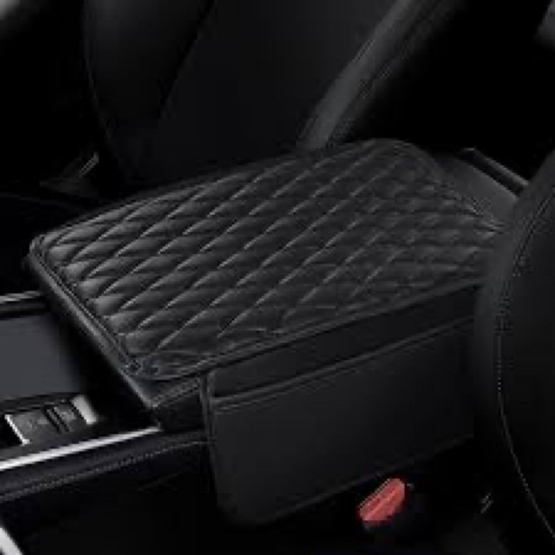 ouzorp car center console cover, upgraded microfiber leather car arm rest cover with 2 storage bags,
