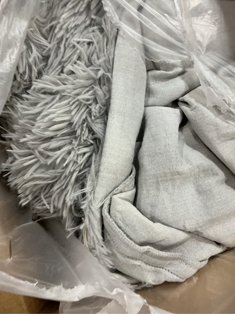 Condition photo showing As Is for fluffy bean bag chair cover for adults teens or kids, xl faux fur stuffed animal storage (light grey, 5 ft (cover only)) light grey 5 ft (cover only)