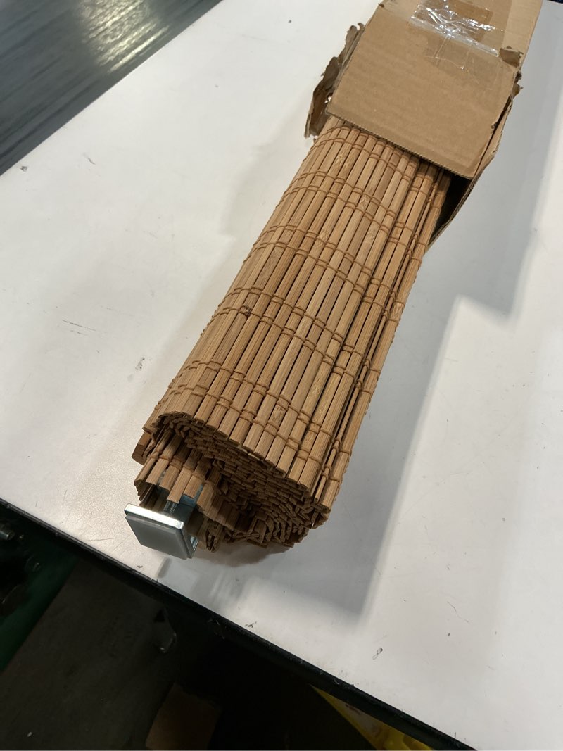 Condition photo showing Good Condition for lazblinds no tools no drill cordless bamboo roman shades, light filtering window treatment, roll up bamboo blinds for windows 35'' w x 64'' h, acorn light filtering-acorn 35" w x 64" h