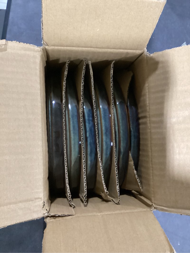 Condition photo showing Good Condition for lianyu ceramic dessert plates set of 6, 7.9 inch kitchen dinner plates set, porcelain serving dishes for cake, bread, salad, snack and steak, microwave, oven and dishwasher safe, ink green ink green 7.9 inch for 6