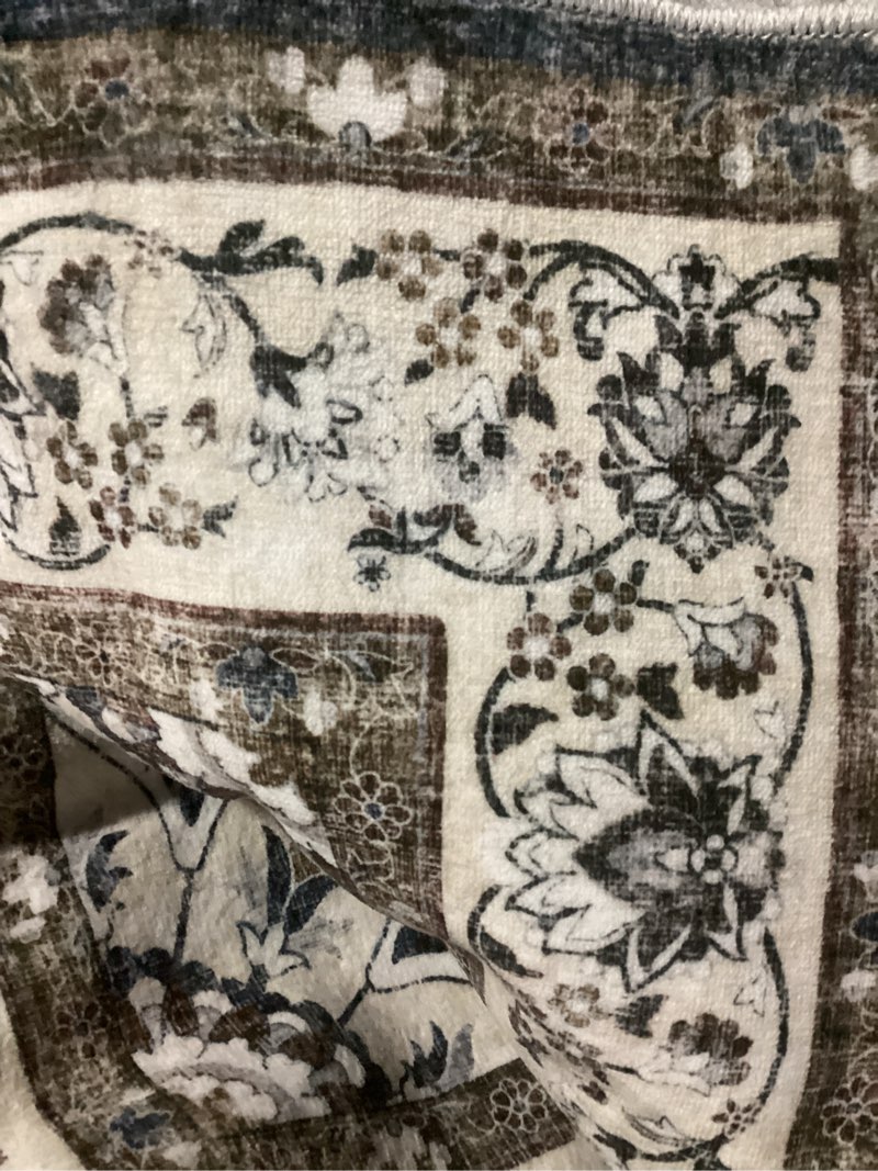 Condition photo showing As Is for 5x7 area rugs for living room ultra-soft washable rug vintage distressed boho area rug, non-slip retro print low pile stain resistant carpet for bedroom dining room kitchen office 5' x 7' (rectangular) orange/gray