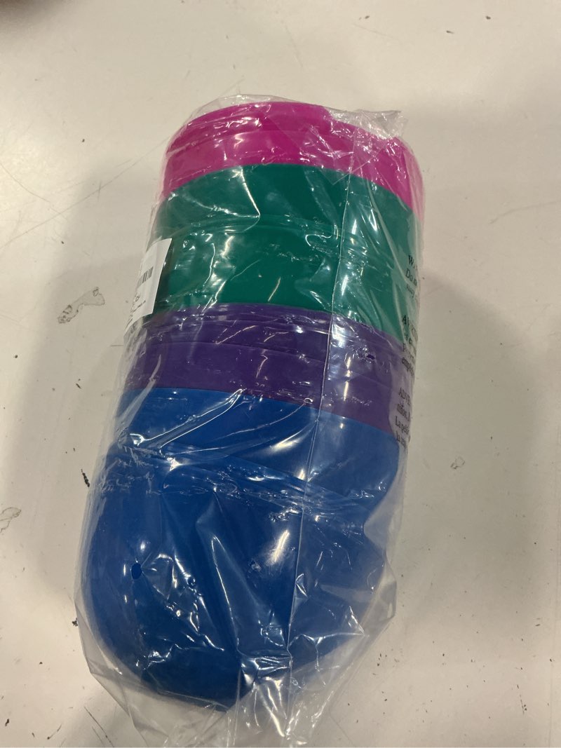 Condition photo showing New/Like New for the dreidel company 4-pack massive 8" inch multicolor fillable easter eggs colorful bright plastic, stands upright, perfect for surprise, easter hunt, assorted colors, 8" giant fillable eggs (4-pack)