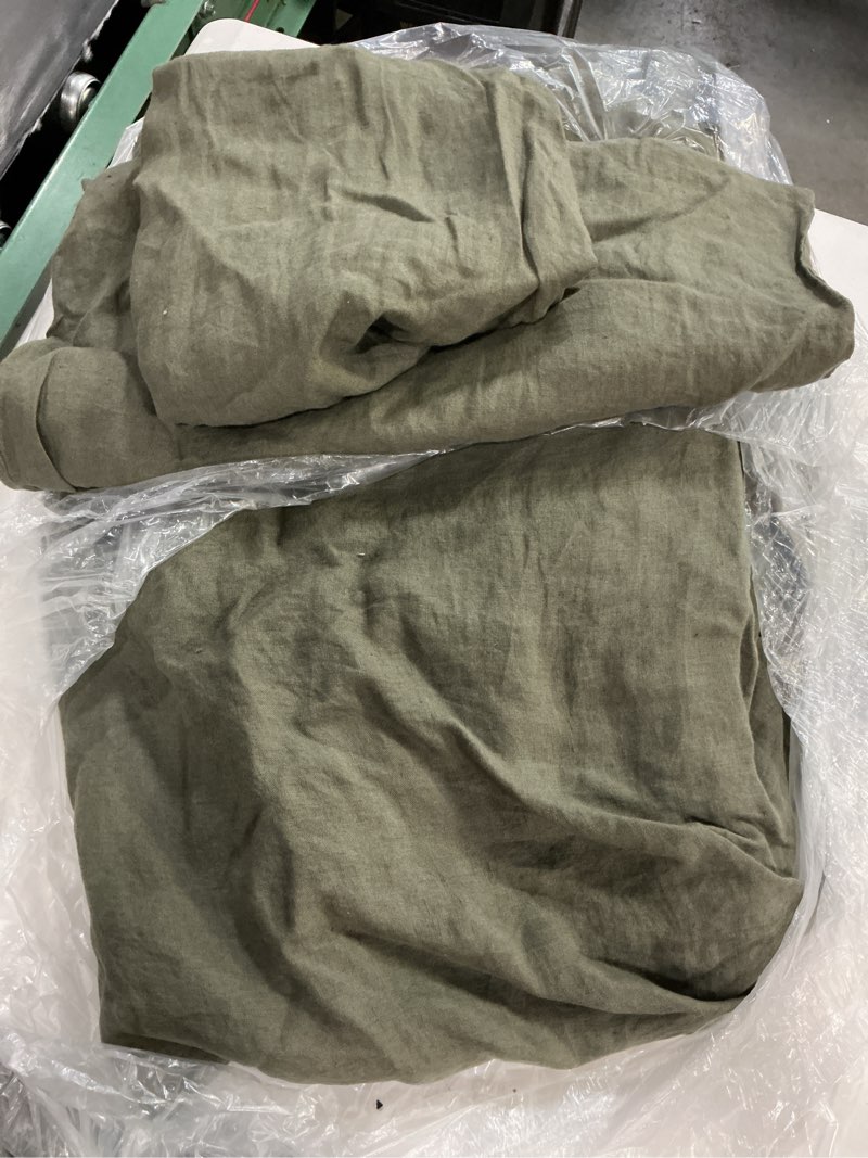 Condition photo showing Good Condition for quince european linen duvet cover set, full/queen, dusty olive
