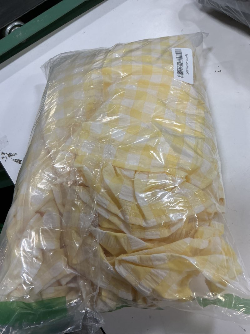Condition photo showing Good Condition for zjdecor yellow buffalo plaid ruffle curtain panels 90 inches long,shabby chic not-see-through sheer drapes for girls room bedroom living room,shabby chic window treatment,rod pocket top,40" wx90 lx2 40"w x 90"l (pack of 2) yellow