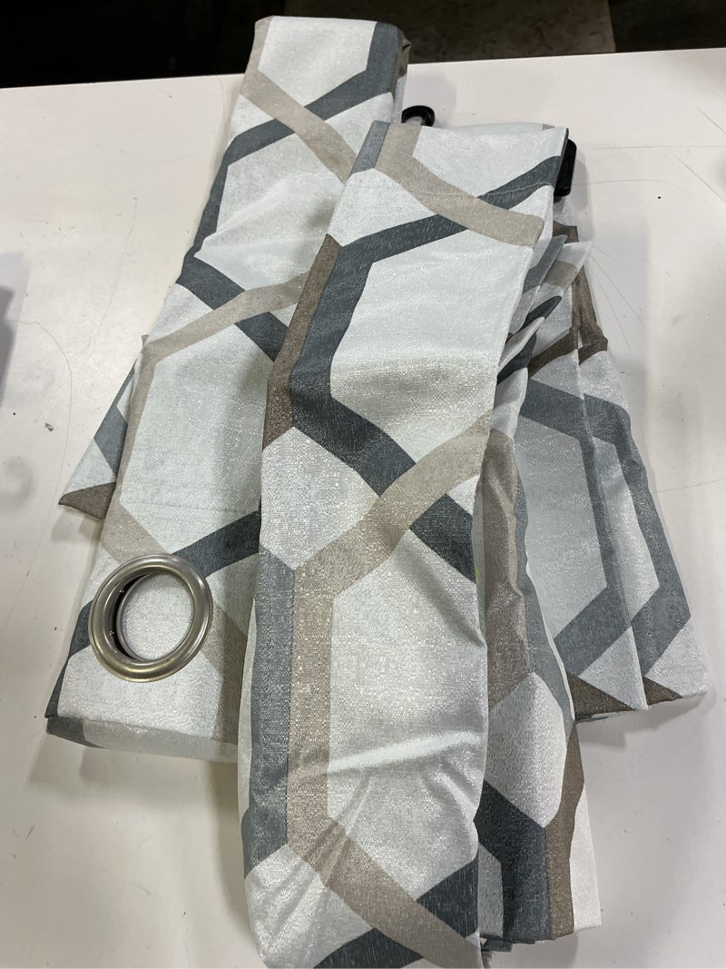 Condition photo showing Good Condition for sun zero 2-pack arlo textured thermal insulated grommet curtain panel pair, gray/geometric, 40" w x 84" l