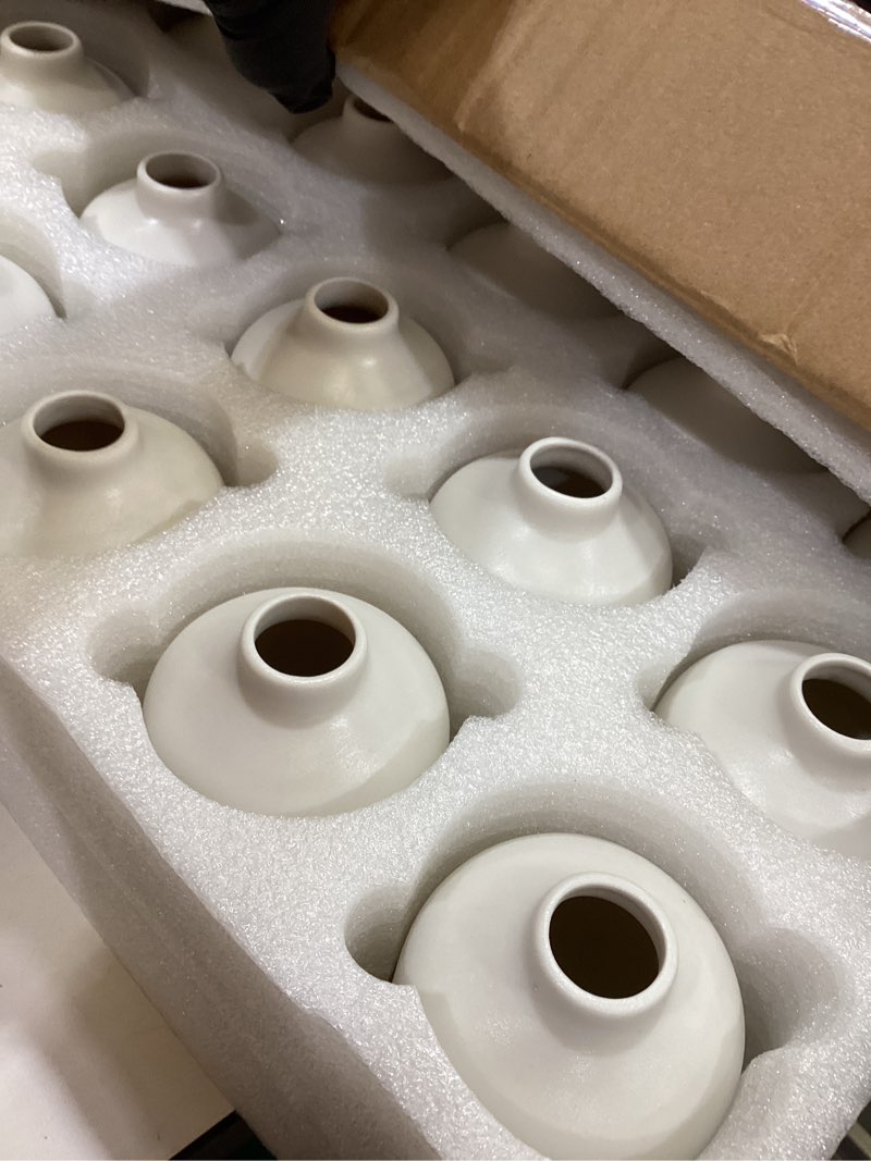 Condition photo showing Good Condition for tioncy 15 pack white ceramic bud vases bulk boho small flower vase white ceramic vases for centerpieces for dry flowers pampas grass home wedding table decor (3.9"*2.76",stylish) 3.9"*2.76" stylish 15