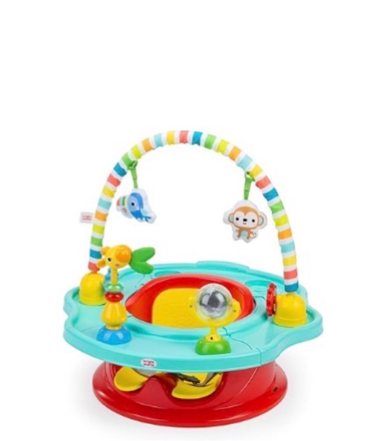  Bright Starts 3-in-1 SuperSeat Playful Paradise, Baby Activity Seat with Toys, Snacking Tray, Booster