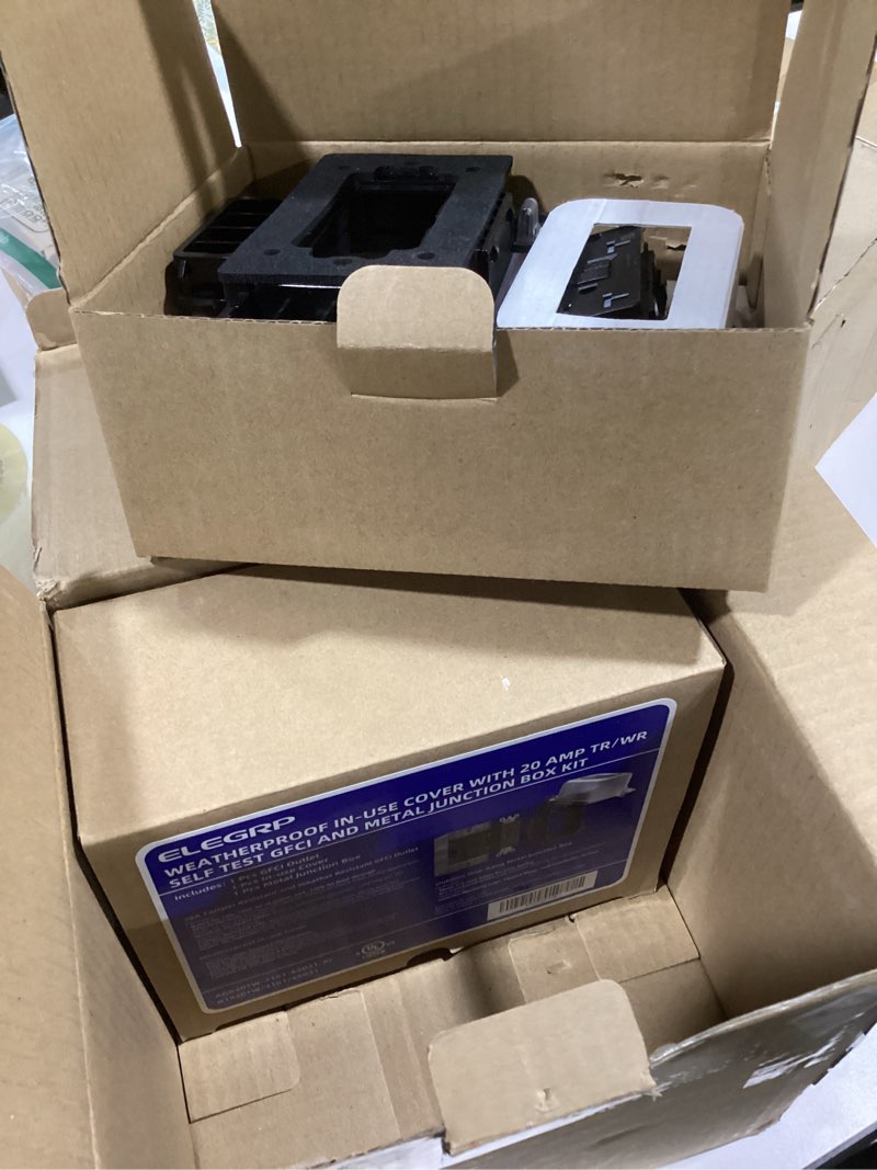 Condition photo showing Good Condition for ELEGRP Outdoor GFCI Outlet with in Use Cover and Box Kit, 1 Gang, 20 Amp TRWR Self-Test GFI Receptacle, Extra Duty Metallic Electrical Outlet Box, Lockable in Use Cover, UL Listed, Black, 1 Pack