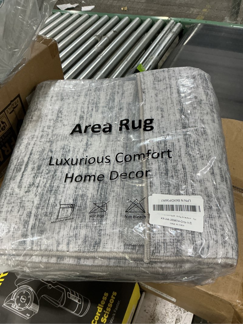 Condition photo showing New/Like New for runners for hallways 2x8 kitchen runner rugs?modern abstract rug runners for entryway?stain resistant washable runner rug non-slip 8ft carpet rug for bedroom living laundry room?grey,2'x8'? grey 2' x 8' (runner)
