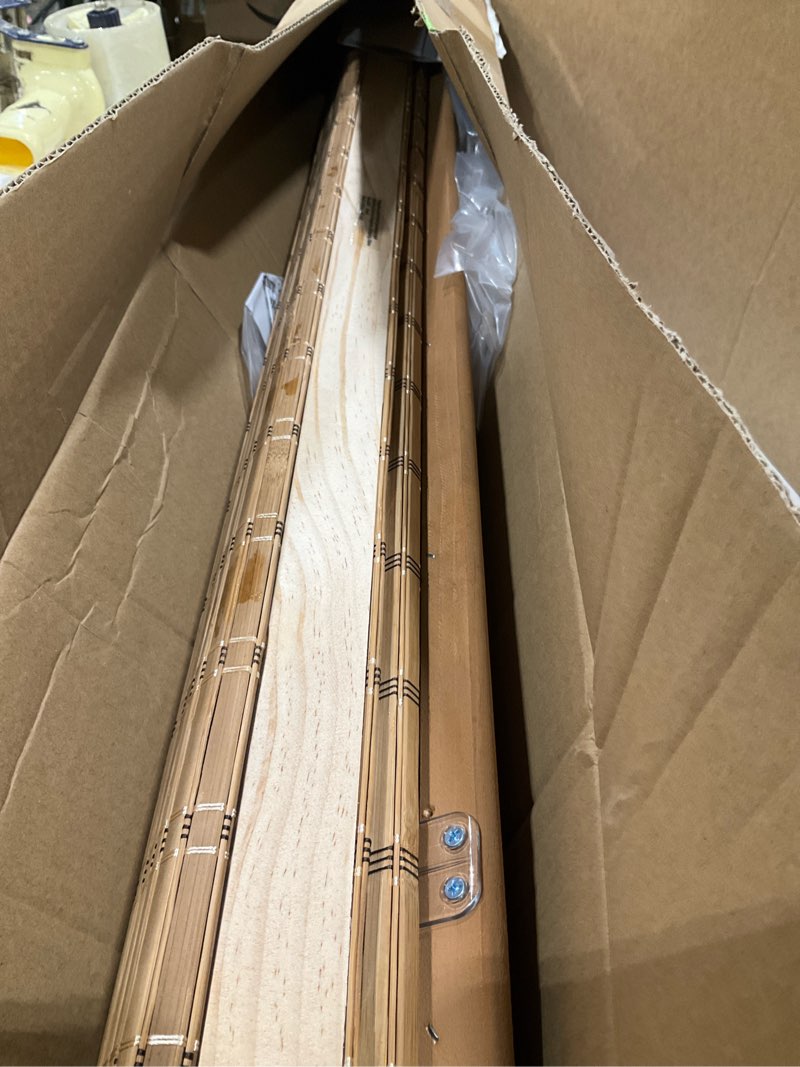 Condition photo showing Good Condition for LazBlinds Cordless Bamboo Roman Shades, Light Filtering Window Treatment, Roll Up Bamboo Blinds for Windows, 46'' W x 60'' H