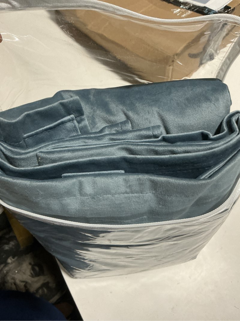 Condition photo showing Good Condition for miulee velvet curtains 96 inches - luxury blackout curtains for bedroom living room thermal insulated super soft window drapes rod pocket & back tab, stone blue, w52 x l96 inches, 2 panels 52"w x 96"l (pack of 2) stone blue