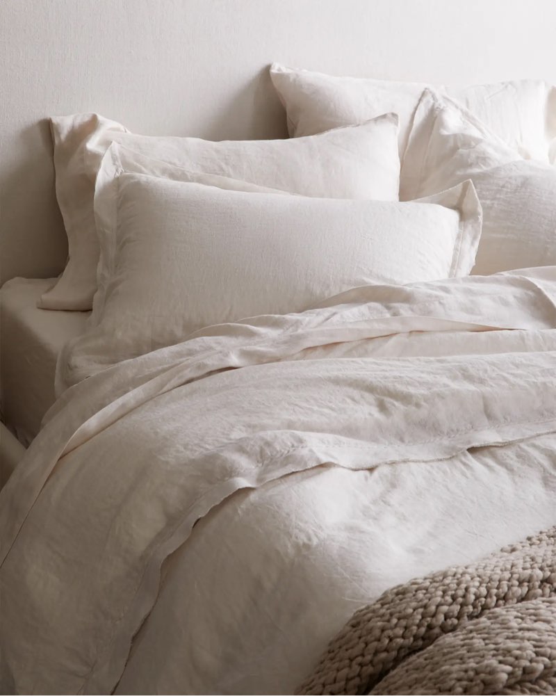 quince european linen double flange  set 3 pieces full/queen