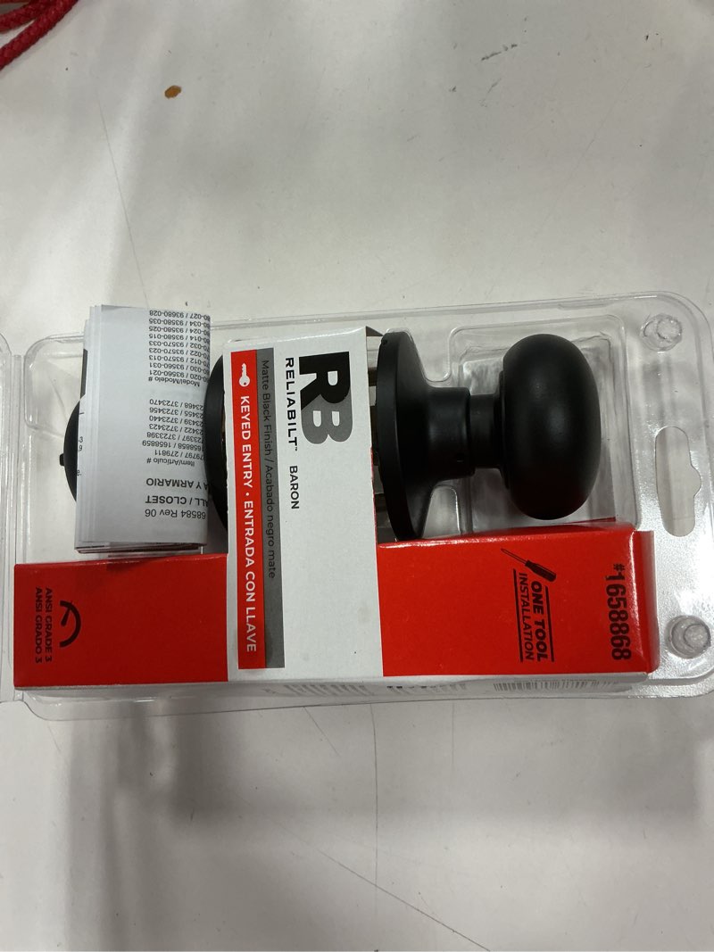 Condition photo showing Good Condition for RELIABILT Baron Matte Black Exterior Keyed Entry Door Knob 