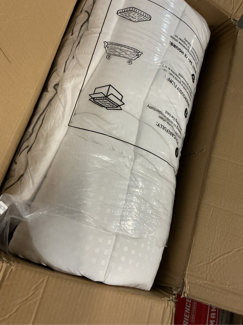 Condition photo showing Good Condition for masvis king size dual layer 4 inch memory foam mattress topper, 2 inch gel memory foam and 2 inch cooling pillow top mattress pad cover for back pain, medium support king 2"memory foam+2"mattress topper