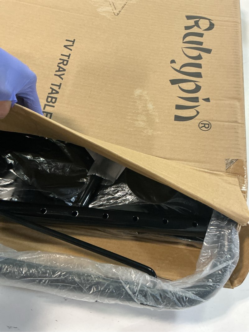 Condition photo showing Good Condition for Rubypin Multifunction TV Tray Table - Folding TV Tray on Bed & Sofa with Cup Holder, Comfortable Folding Table with 6 Height & 3 Tilt Angle Adjustments (Black)