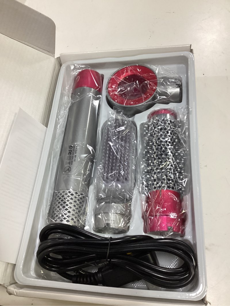 Condition photo showing New/Like New for blow dryer brush set, air sculpt 3-in-1 hot air brush blow dryer - salon blowout styler for curling, volumizing & straightening with 3 interchangeable heads, sleek & frizz-free hair, alci safety plug