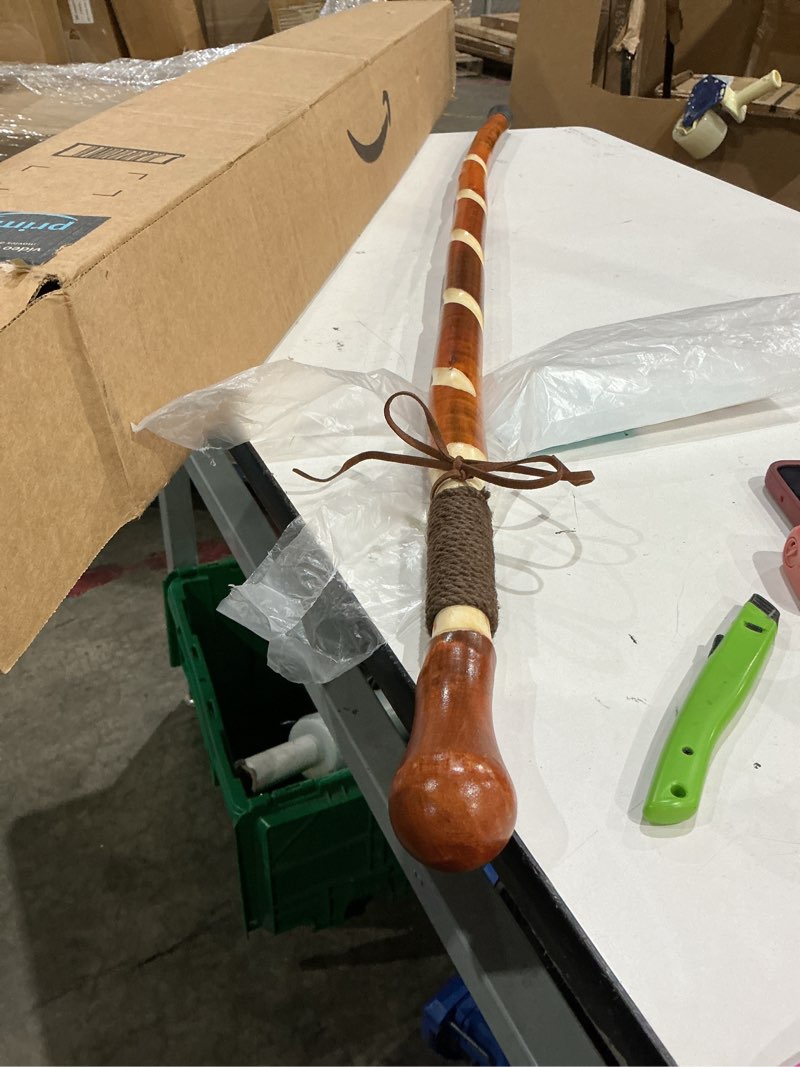 Condition photo showing Good Condition for vive wooden walking stick - willow cane for seniors hiking & balance - heavy duty carved twisted wood sticks for men & women - stylish support pole for outdoor trekking & weight bearing